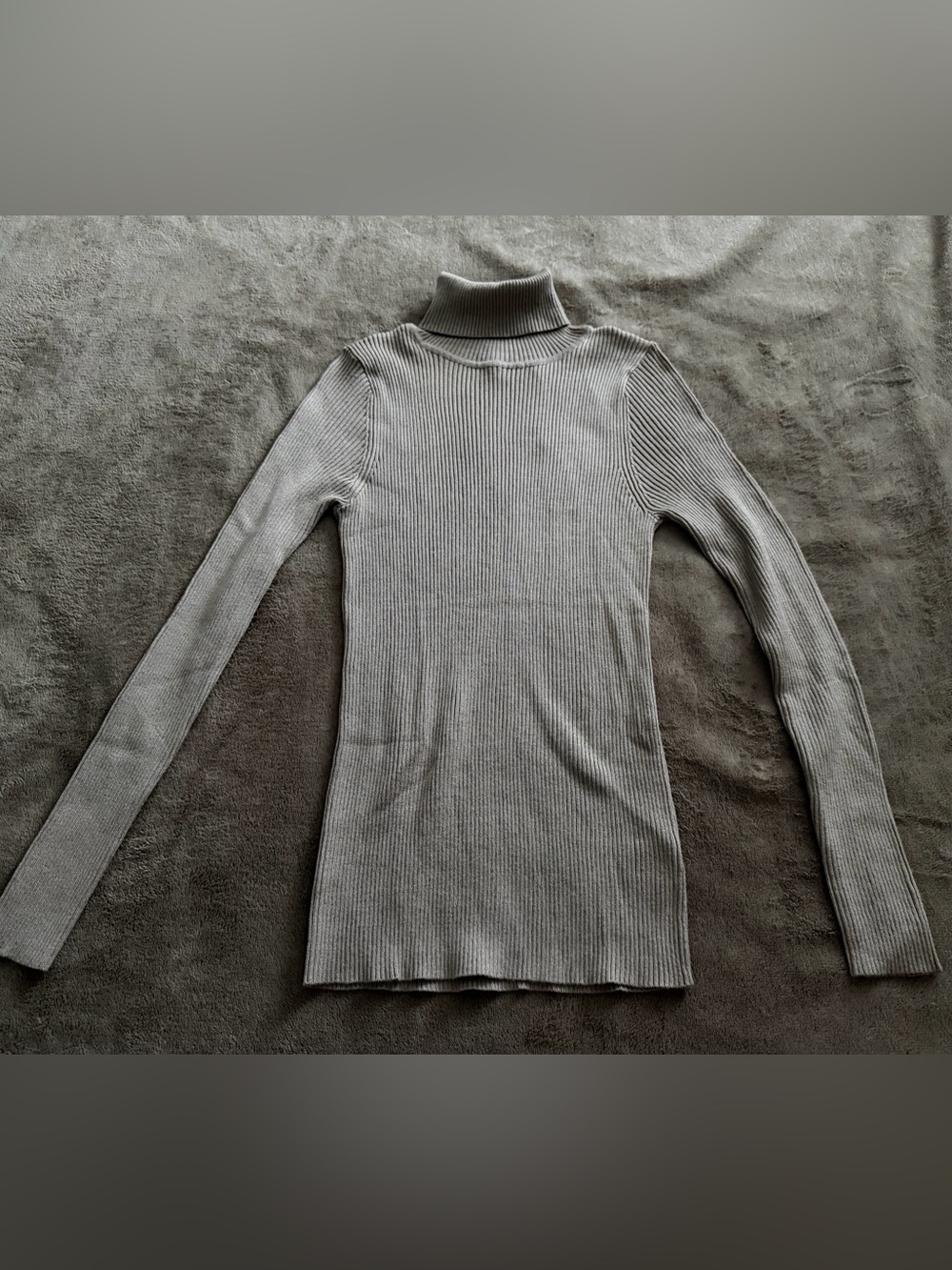 Ribbed Turtleneck Long Sleeve Top - Tan